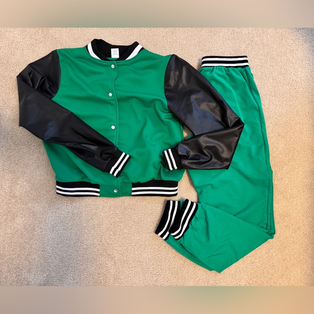 Weissman Striped Varsity Jacket & Joggers Dance Costume Size Small Adult 4/6